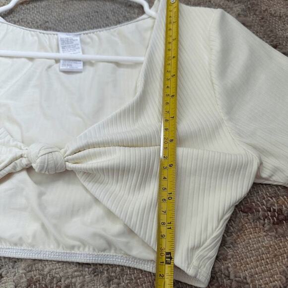 NWOT Good American Womens Ivory RIB Twist Front Bikini Top Size 4 (XL) GSW0140 - Picture 6 of 8